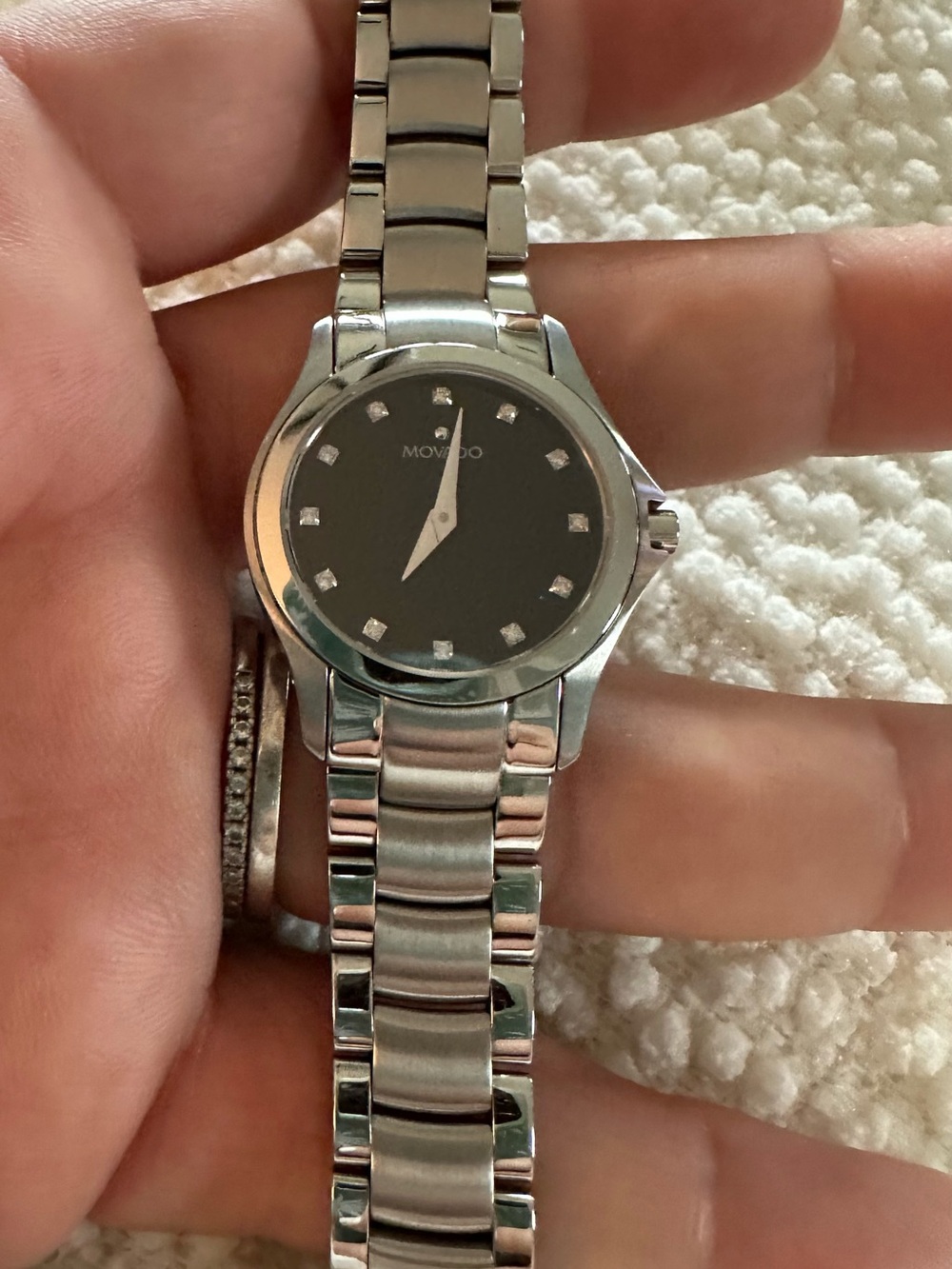Authentic Movado Masino 26mm Watch w/ 12 diamond Dial Swiss quartz &Original Box